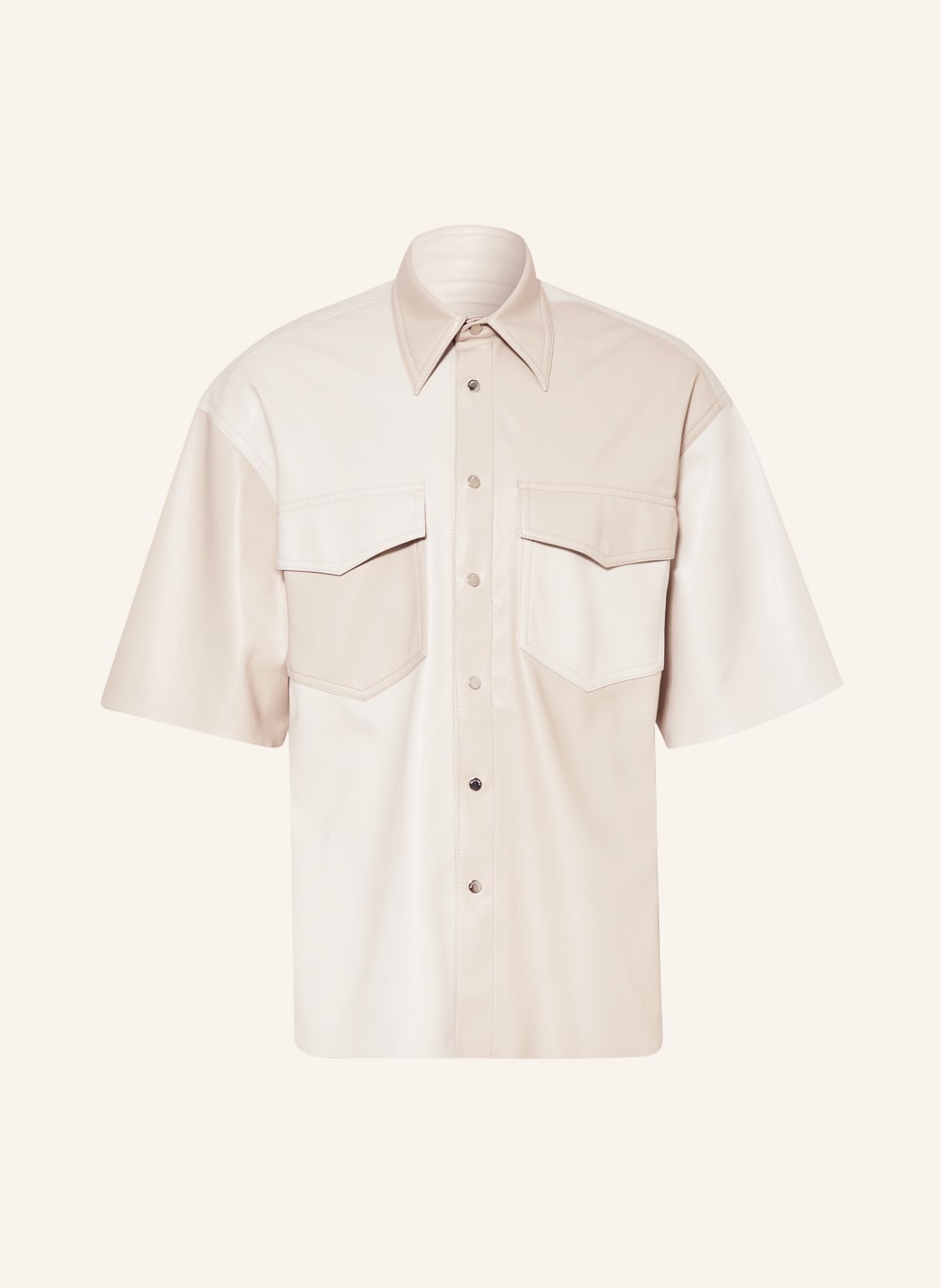 Image of Nanushka Overshirt Rens In Lederoptik beige