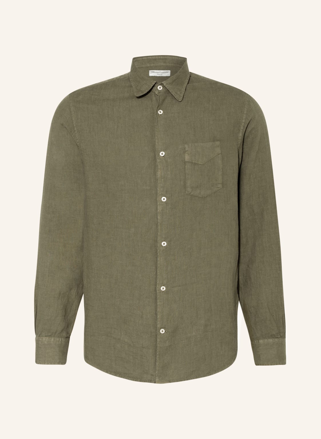 Image of Officine Générale Leinenhemd Benoit Slim Fit gruen