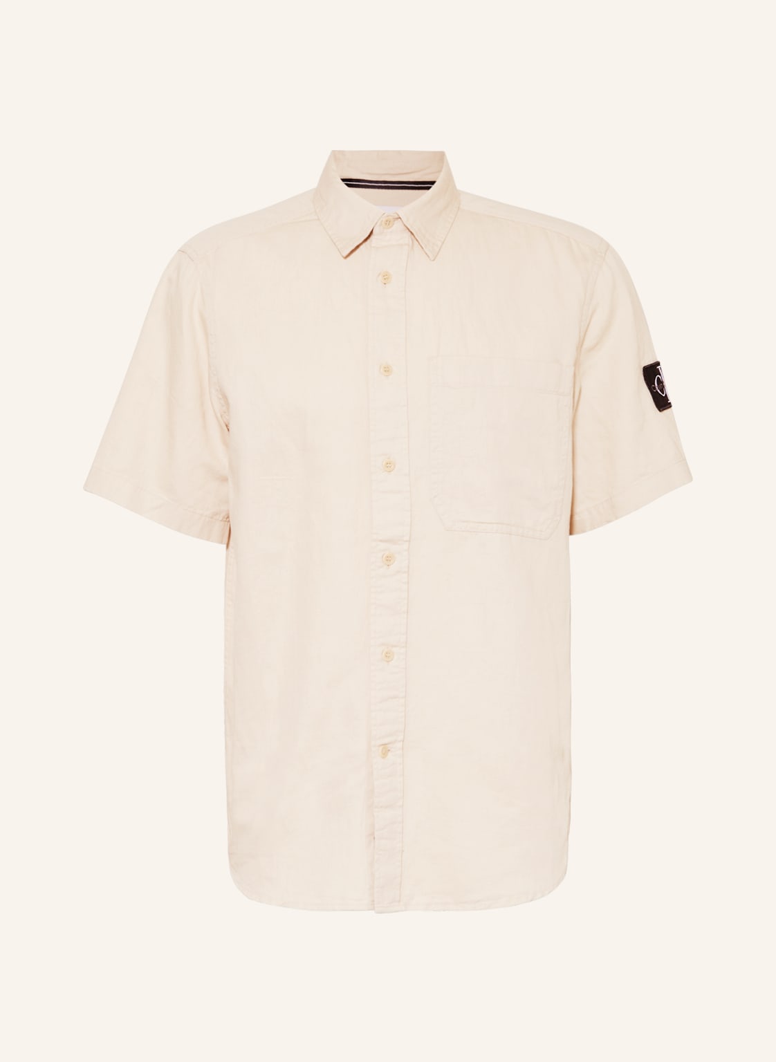 Image of Calvin Klein Jeans Kurzarm-Hemd Comfort Fit Mit Leinen beige