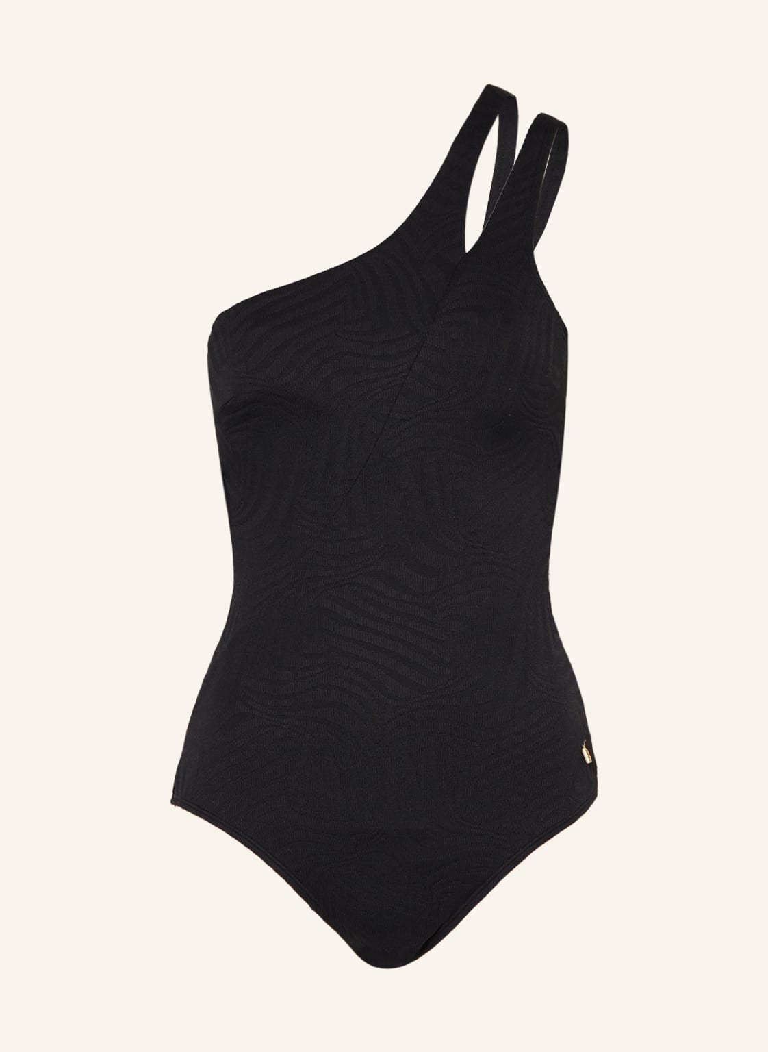 Image of Beachlife One-Shoulder-Badeanzug Black Swirl schwarz