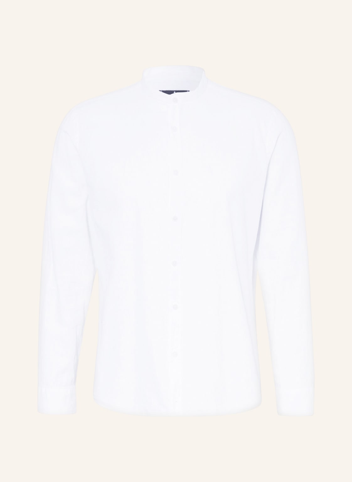 Image of Ragman Hemd Regular Fit Mit Stehkragen Und Leinen weiss