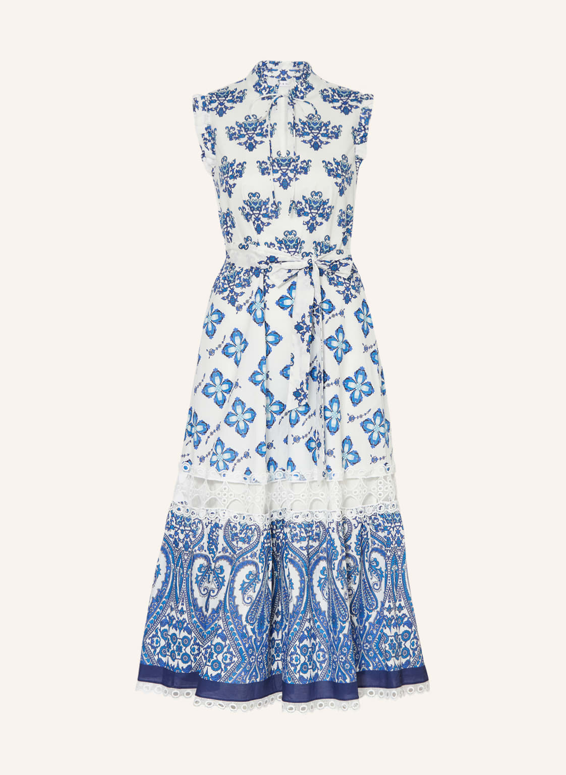 Image of Mrs & Hugs Kleid Mit Rüschen Und Lochspitze blau