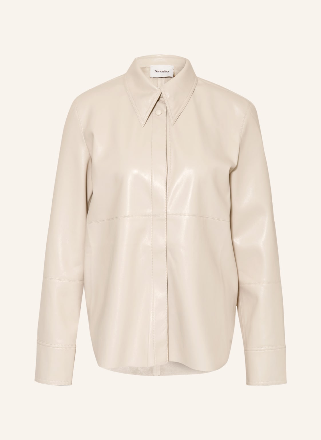 Image of Nanushka Overshirt Naum In Lederoptik weiss