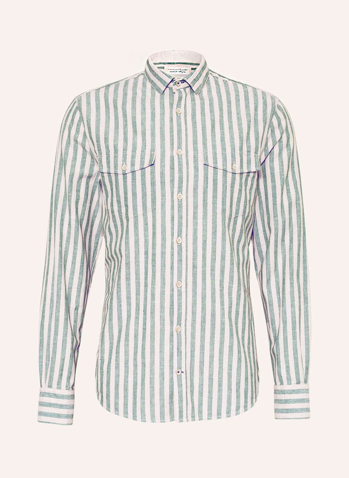 Image of Colours & Sons Hemd Comfort Fit Mit Leinen gruen