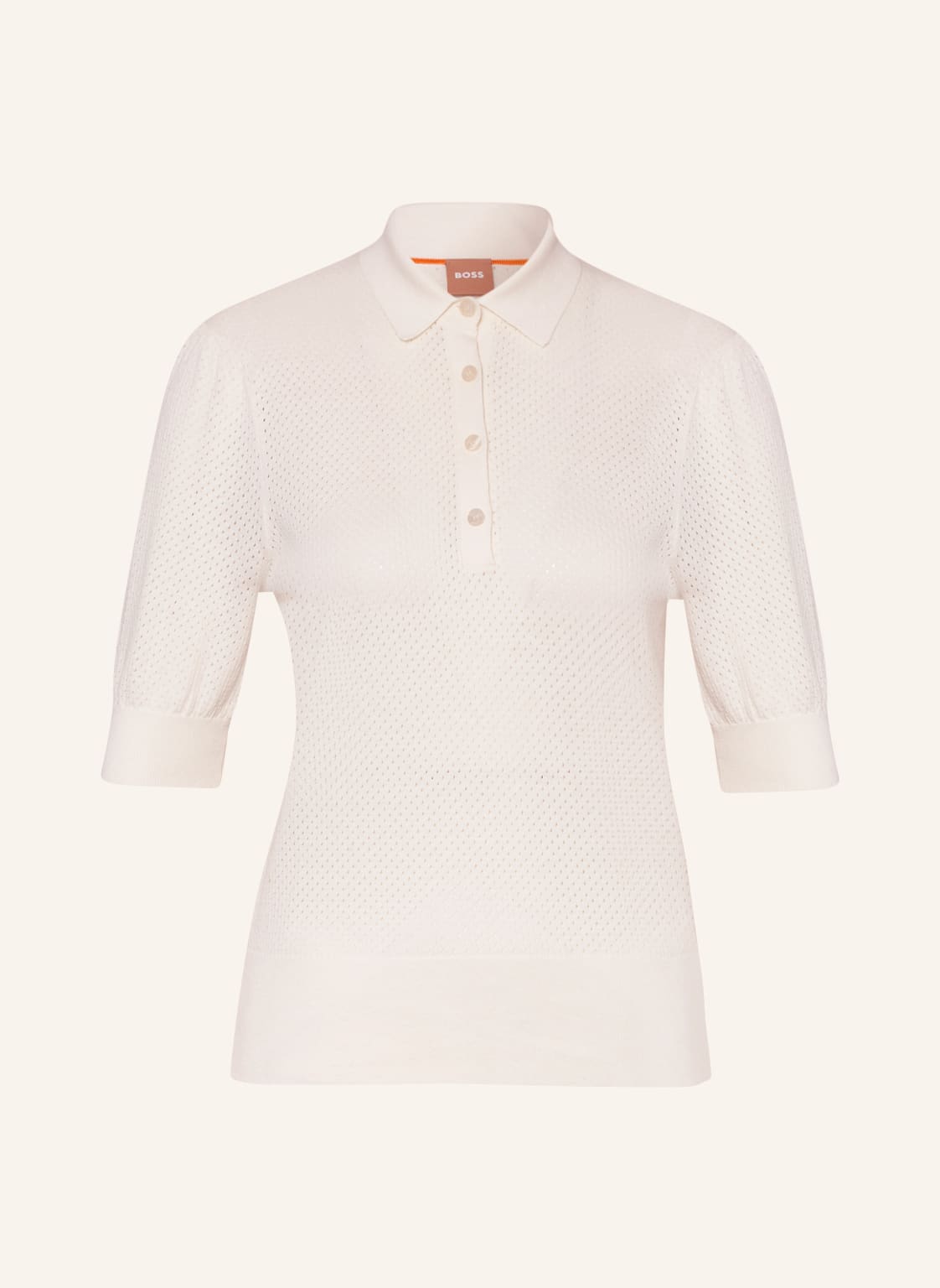 Image of Boss Strick-Poloshirt Forola weiss