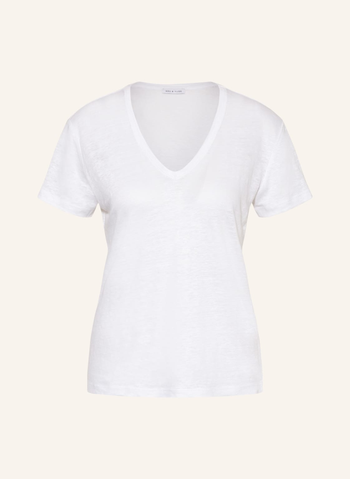 Image of Mrs & Hugs T-Shirt Aus Leinen weiss