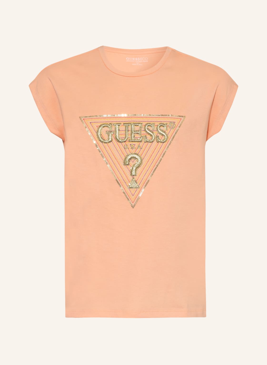 Image of Guess T-Shirt Mit Pailletten orange