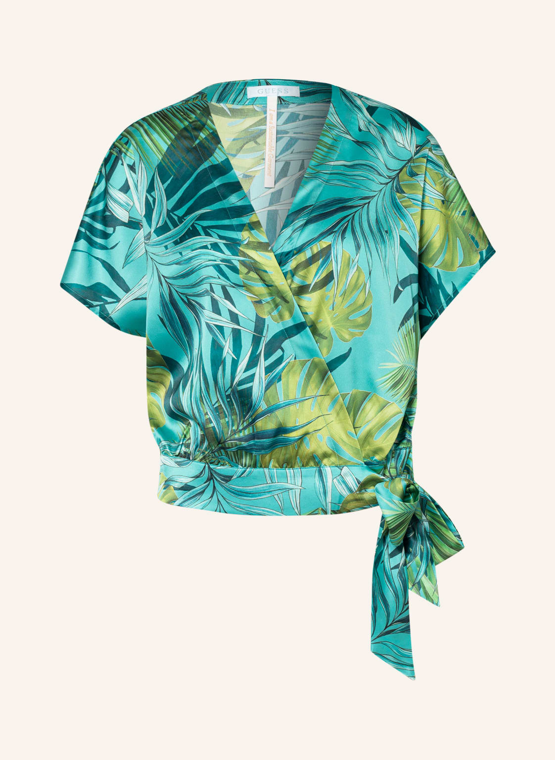 Image of Guess Blusenshirt Alva In Wickeloptik blau