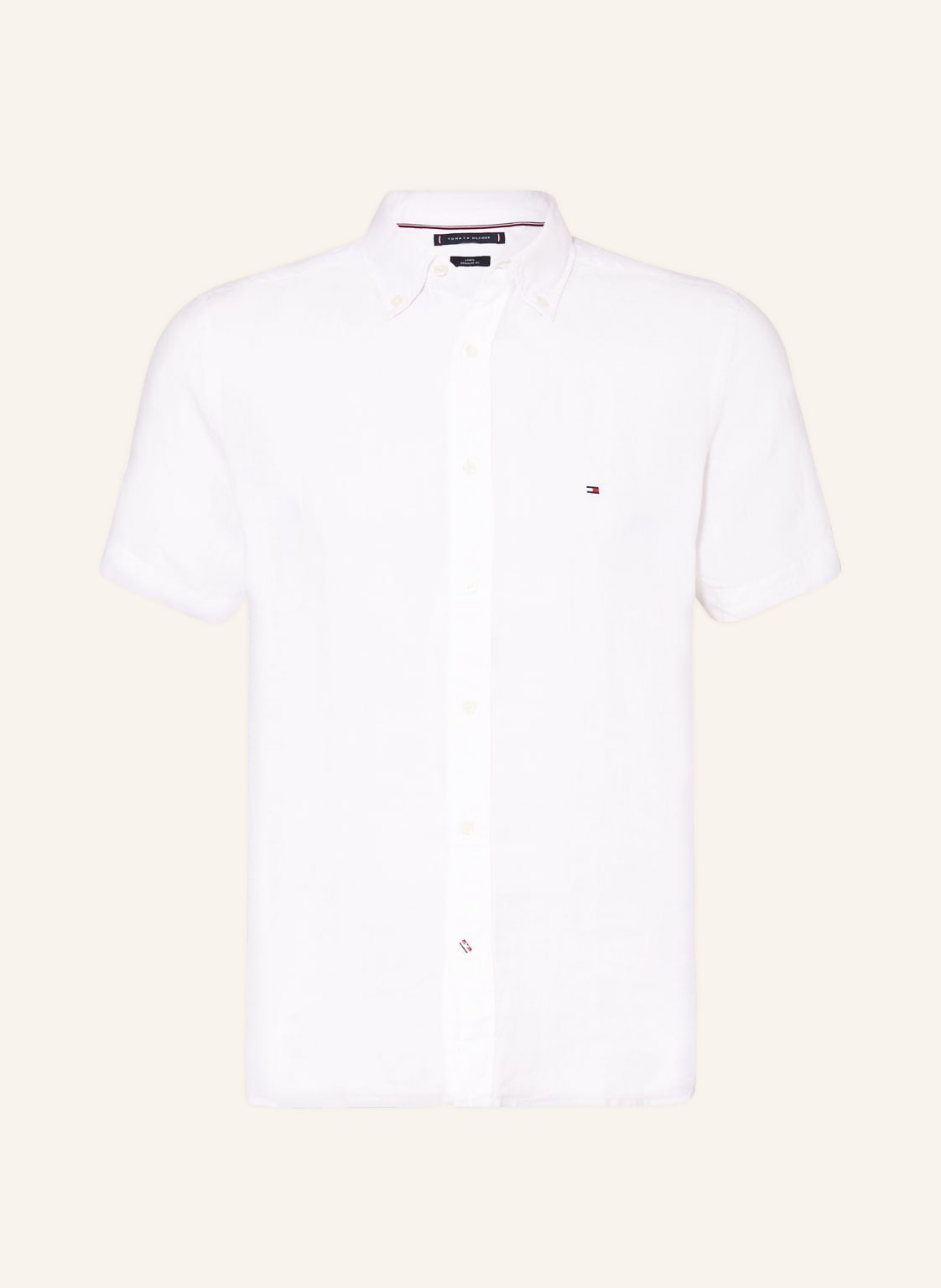 Image of Tommy Hilfiger Kurzarm-Hemd Regular Fit Aus Leinen weiss