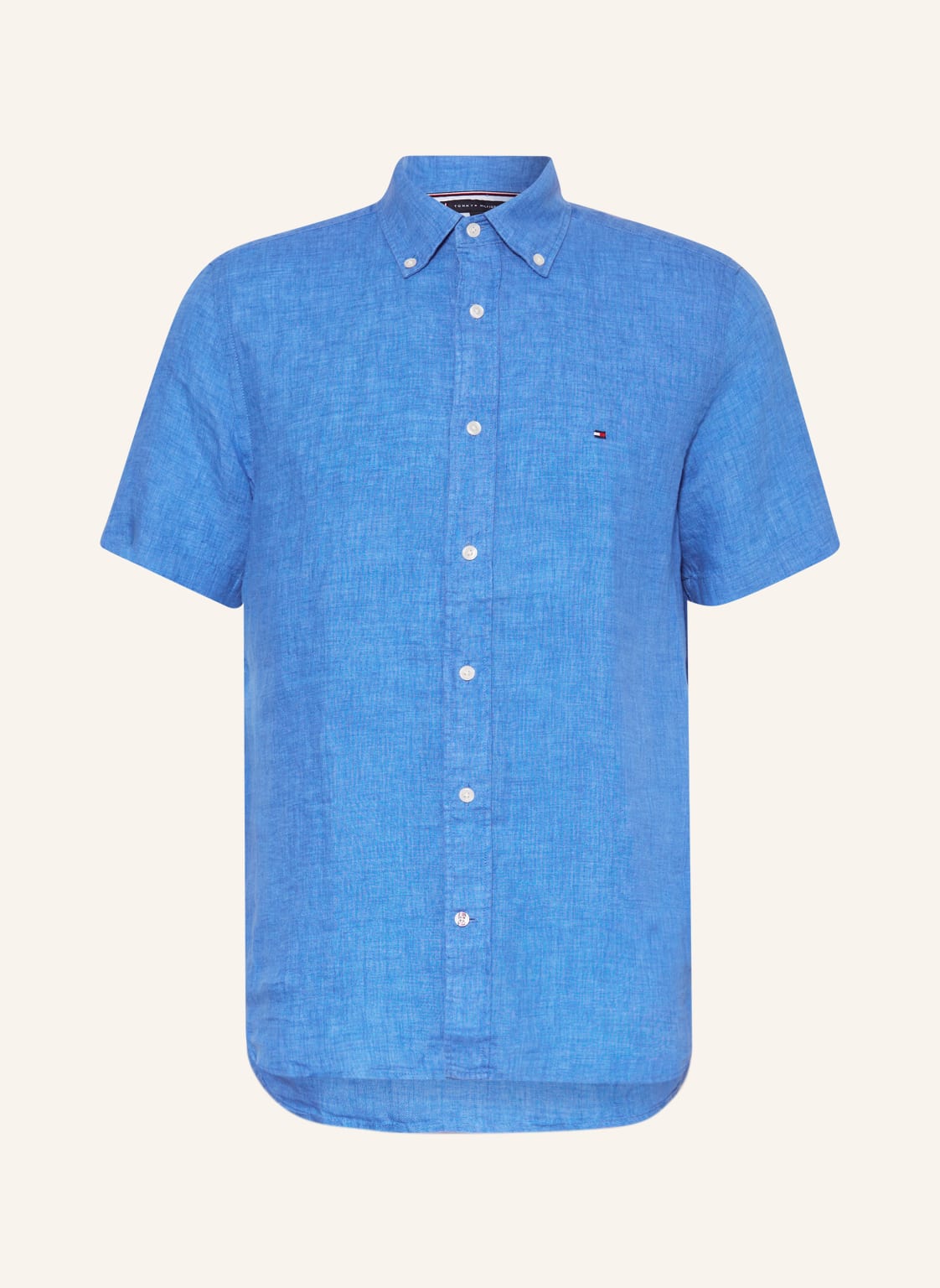 Image of Tommy Hilfiger Kurzarm-Hemd Regular Fit Aus Leinen blau
