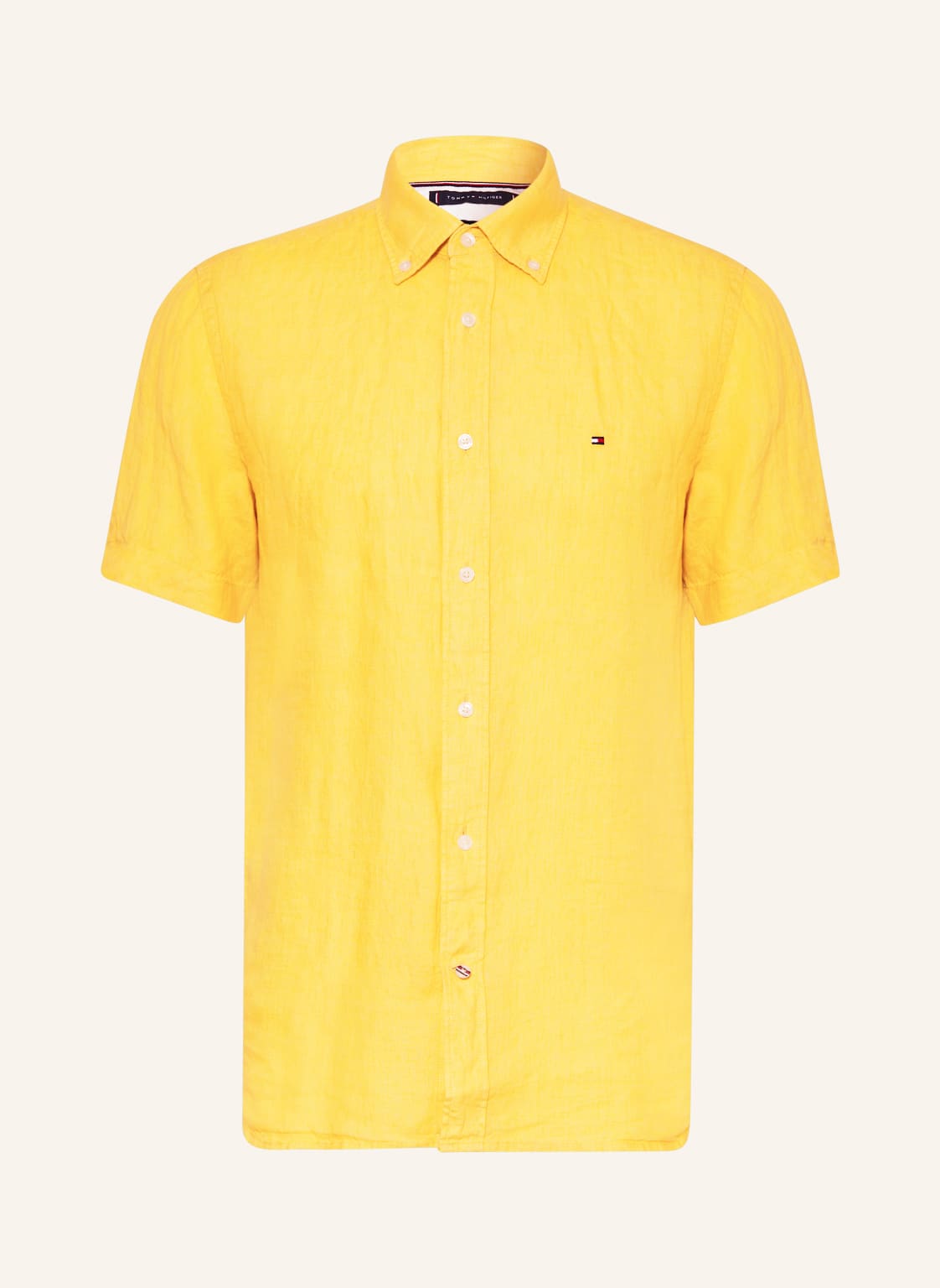 Image of Tommy Hilfiger Kurzarm-Hemd Regular Fit Aus Leinen gelb