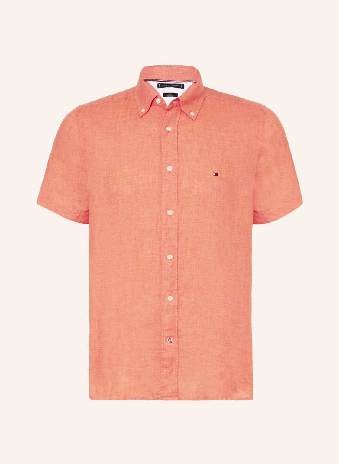 Image of Tommy Hilfiger Kurzarm-Hemd Regular Fit Aus Leinen orange
