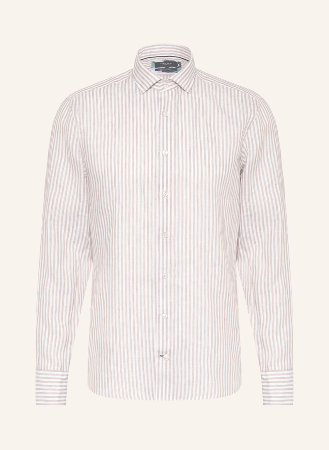 Image of Olymp Signature Leinenhemd Soft Business Tailored Fit braun