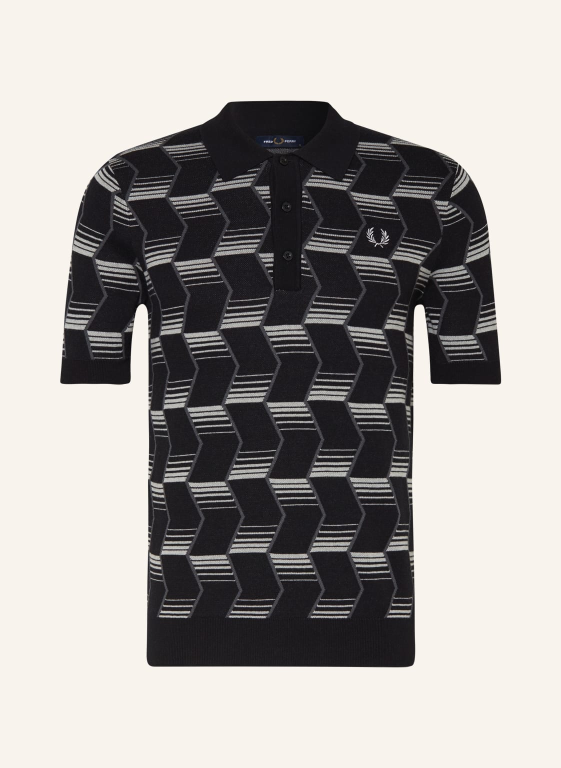 Image of Fred Perry Strick-Poloshirt schwarz
