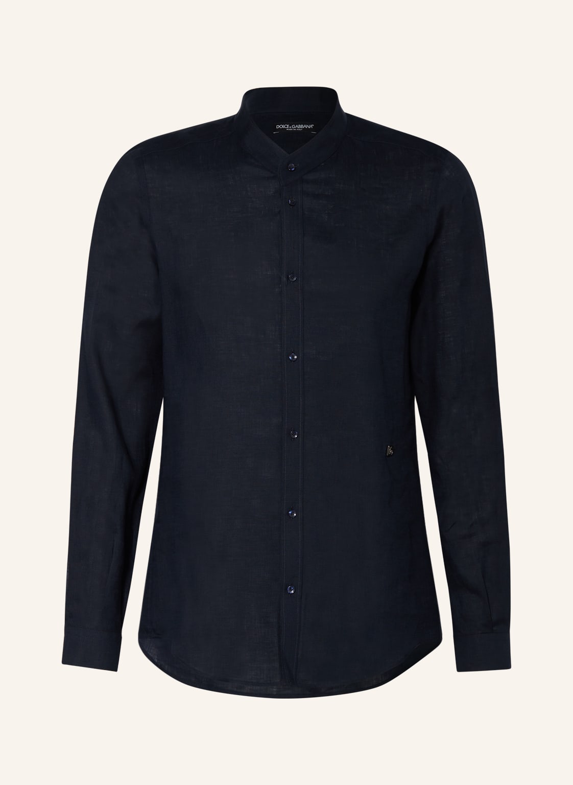 Image of Dolce & Gabbana Leinenhemd Martini Regular Fit Mit Stehkragen blau