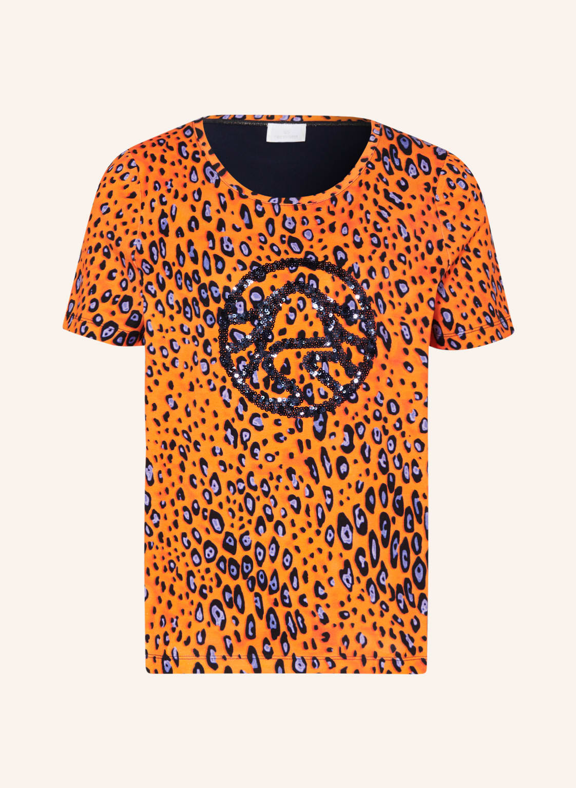 Image of Sportalm T-Shirt Im Materialmix Mit Pailletten orange