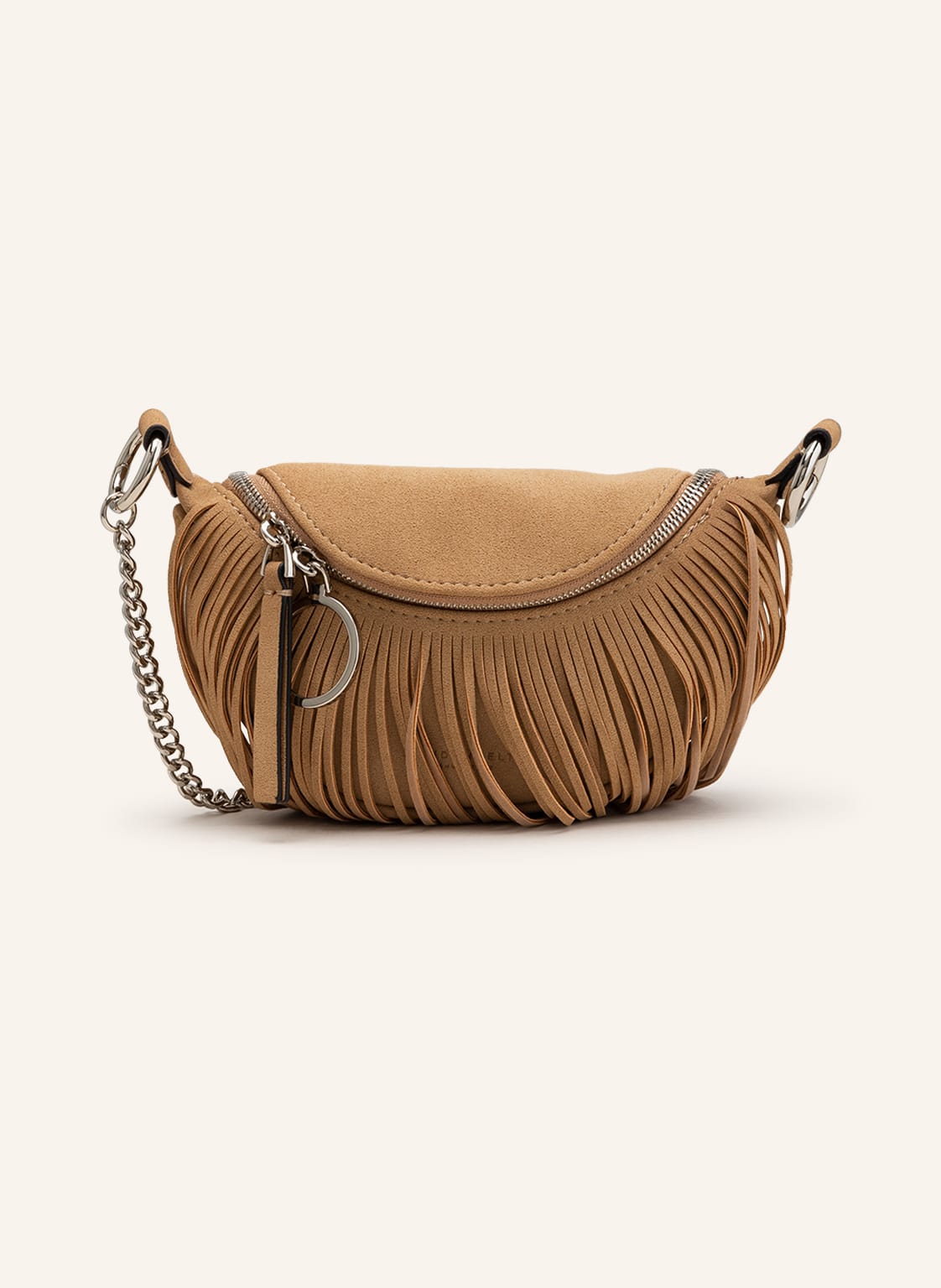 Image of Seidenfelt Gürteltasche Fringes Skien braun