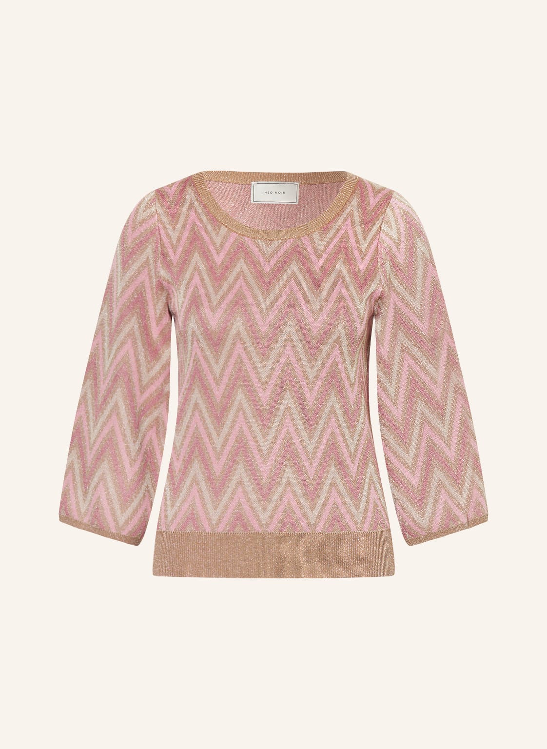 Image of Neo Noir Pullover Johanna Mit 3/4-Arm Und Glitzergarn rosa