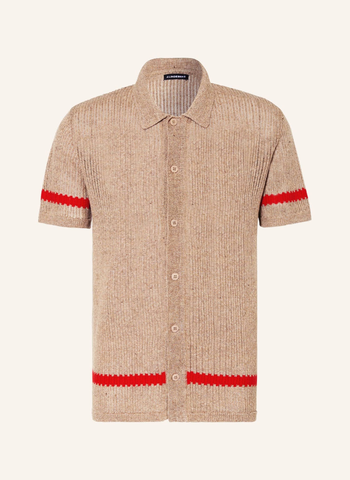 Image of J.Lindeberg Strickhemd Regular Fit Mit Merinowolle beige