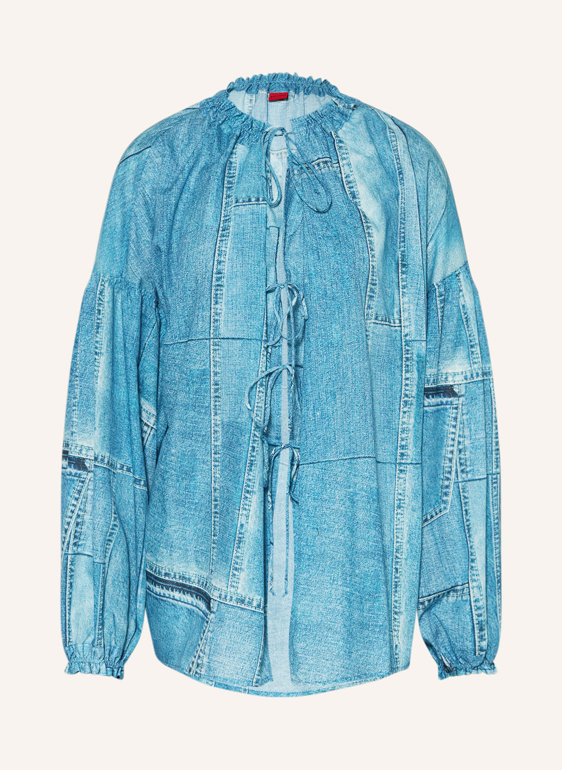 Image of Hugo Oversized-Blusenshirt Emmaline In Jeansoptik blau