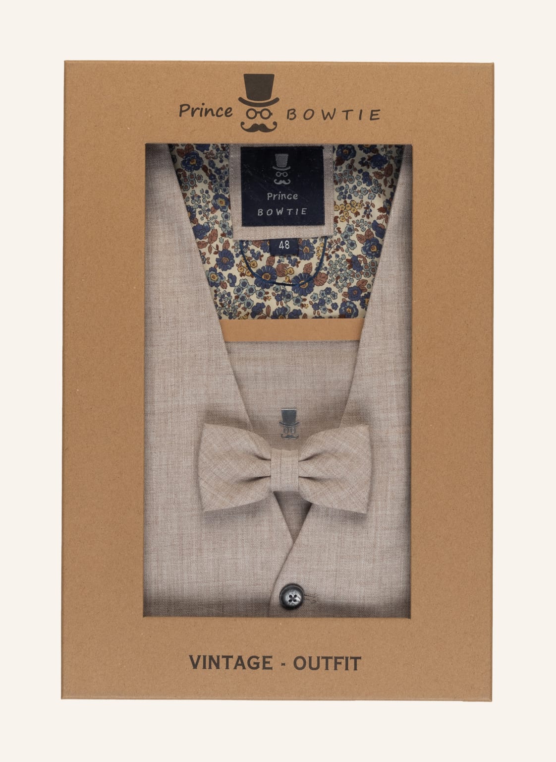 Image of Prince Bowtie Set: Weste, Fliege Und Einstecktuch beige