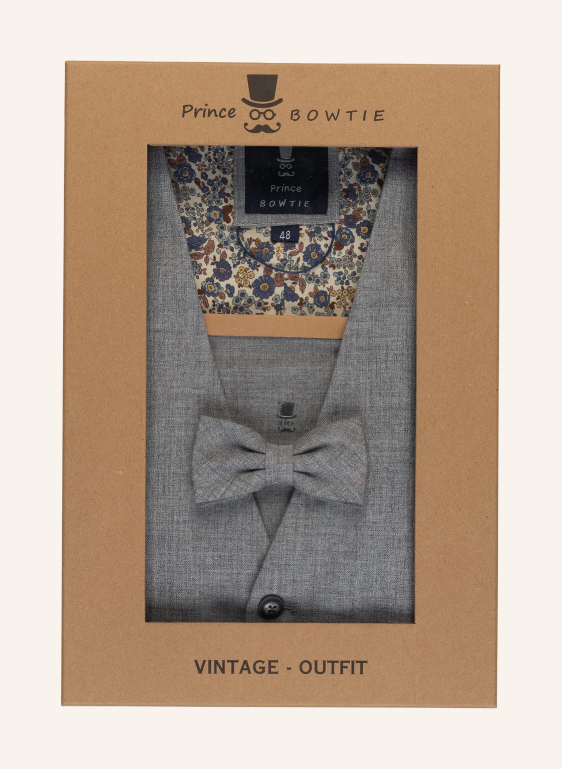 Image of Prince Bowtie Set: Weste, Fliege Und Einstecktuch grau