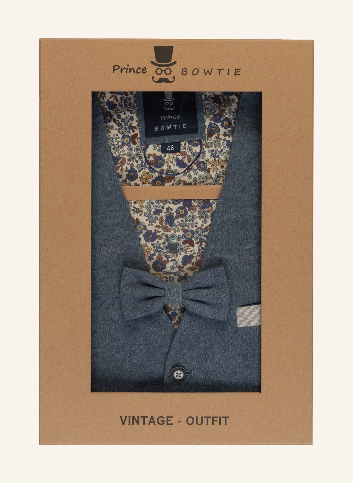 Image of Prince Bowtie Set: Weste, Fliege Und Einstecktuch blau