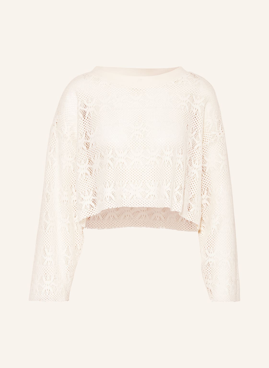 Image of Mandala Cropped-Longsleeve Crochet beige