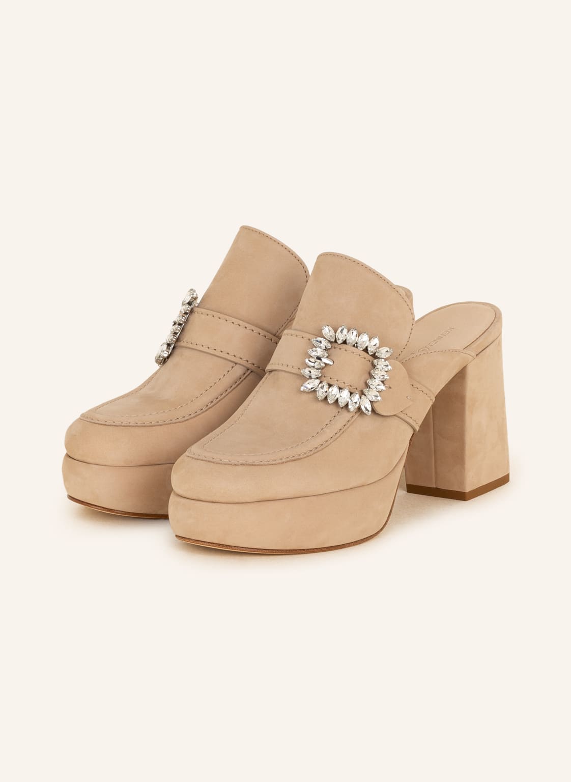 Image of Kennel & Schmenger Plateau-Mules Indie Mit Schmucksteinen beige