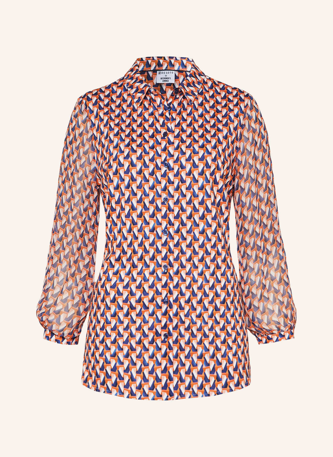 Image of Desoto Hemdbluse Pia Im Materialmix Mit 3/4-Arm rosa