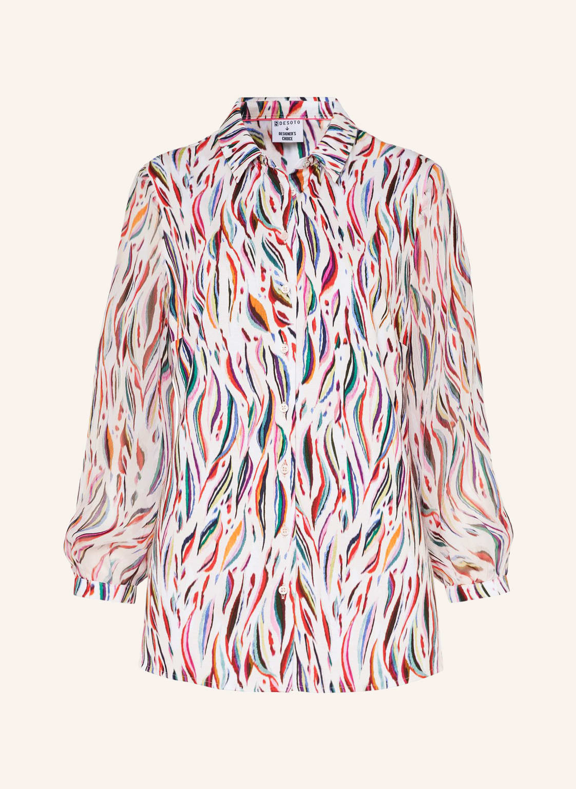 Image of Desoto Hemdbluse Pia Im Materialmix Mit 3/4-Arm beige