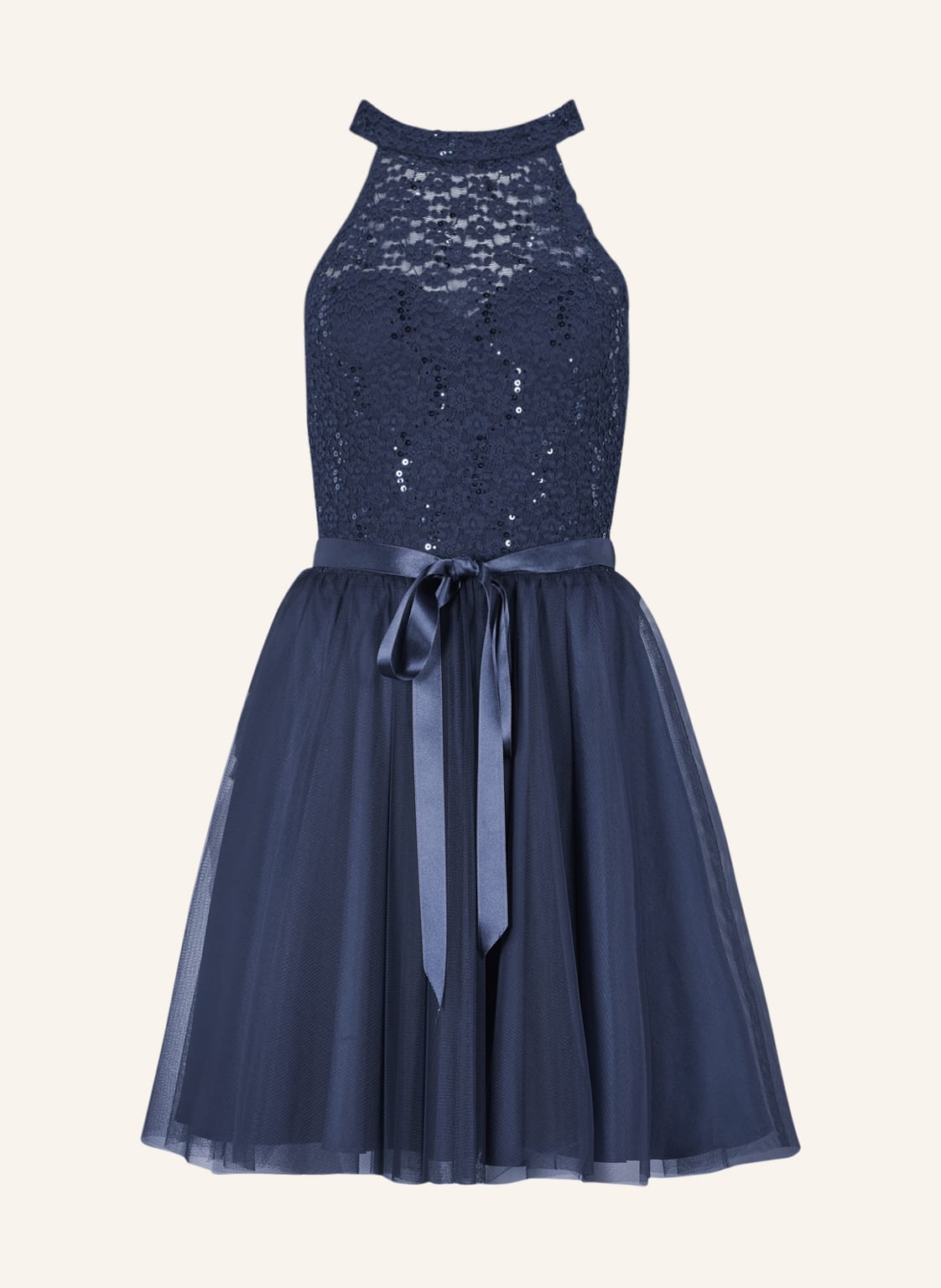 Image of Swing Cocktailkleid Mit Pailletten Und Spitze blau