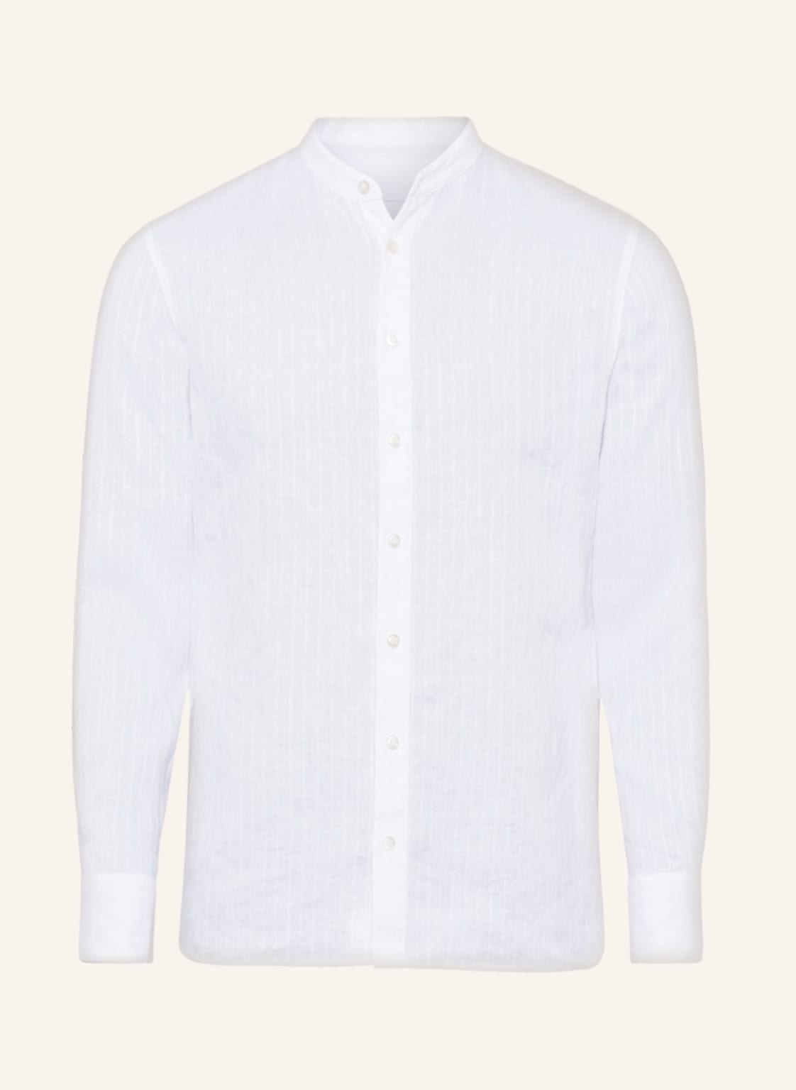 Image of Baldessarini Jacquard-Hemd Regular Fit Mit Leinen Und Stehkragen weiss