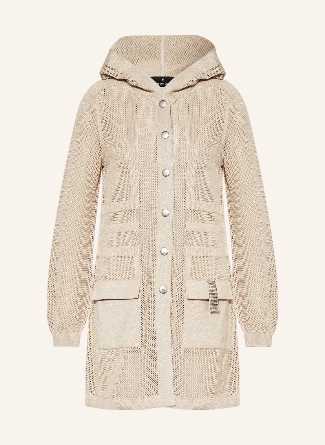 Image of Monari Strickjacke Mit Glitzergarn Und Schmucksteinen beige