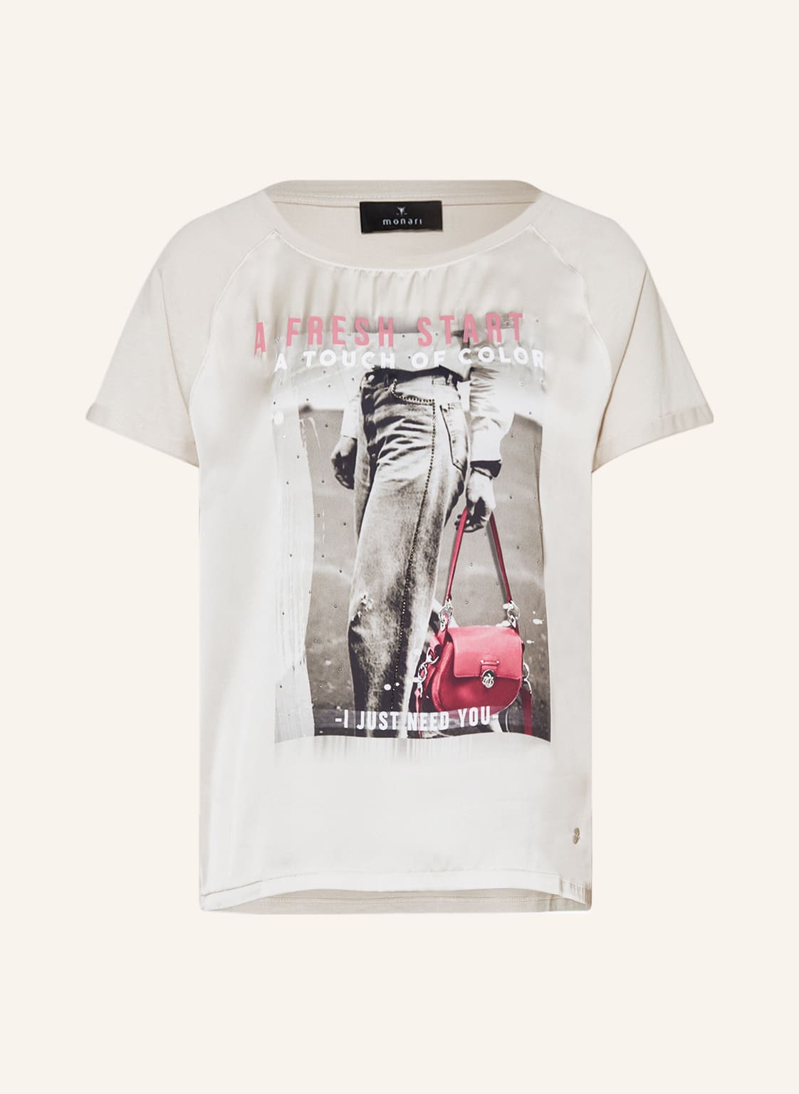 Image of Monari T-Shirt Im Materialmix beige