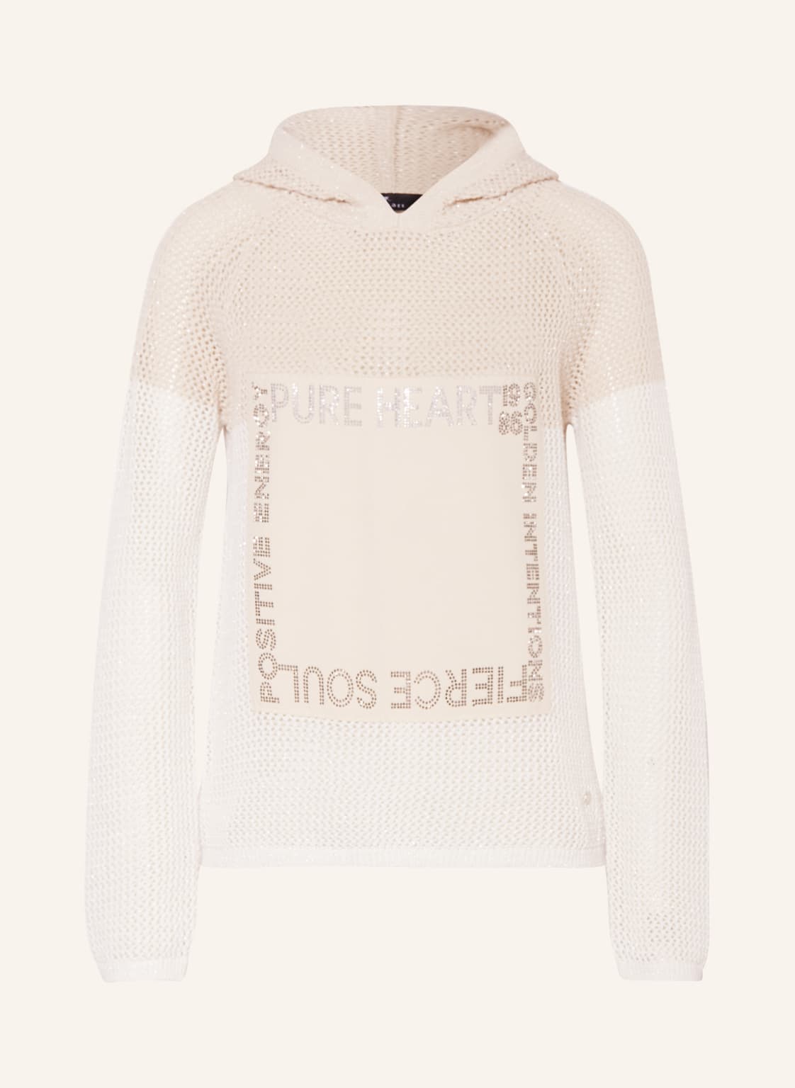 Image of Monari Strick-Hoodie Mit Glitzergarn Und Schmucksteinen beige