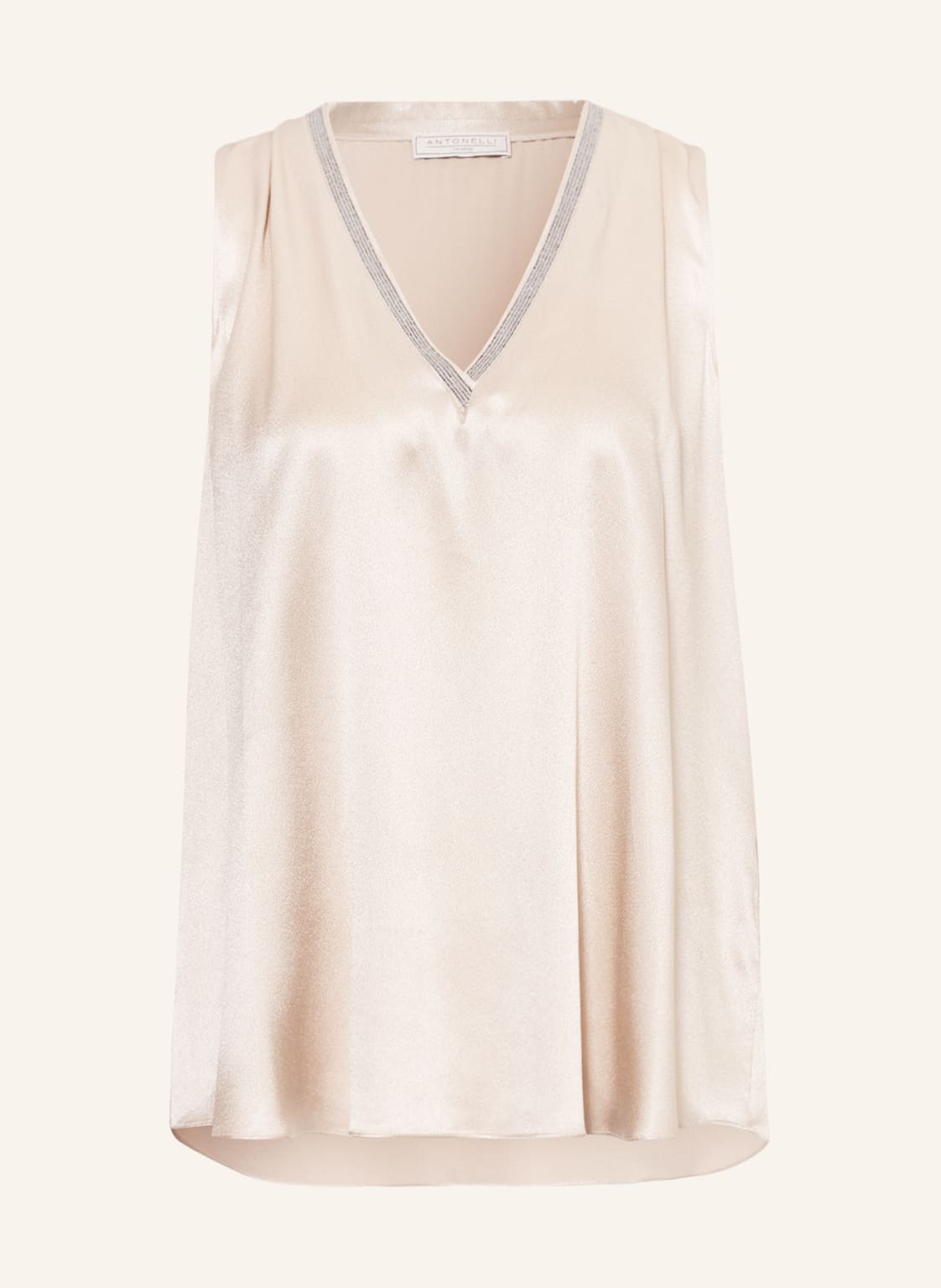 Image of Antonelli Firenze Top Mit Seide Und Schmuckperlen beige