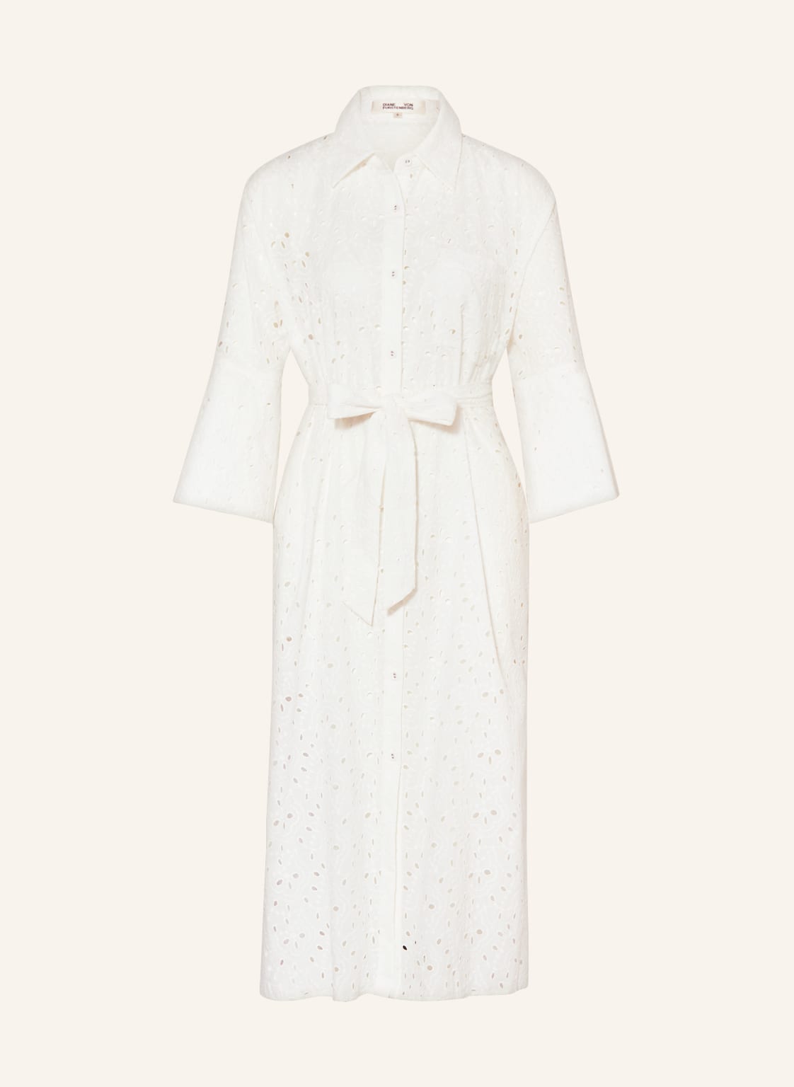 Image of Diane Von Furstenberg Hemdblusenkleid Liora Aus Spitze Mit 3/4-Arm weiss