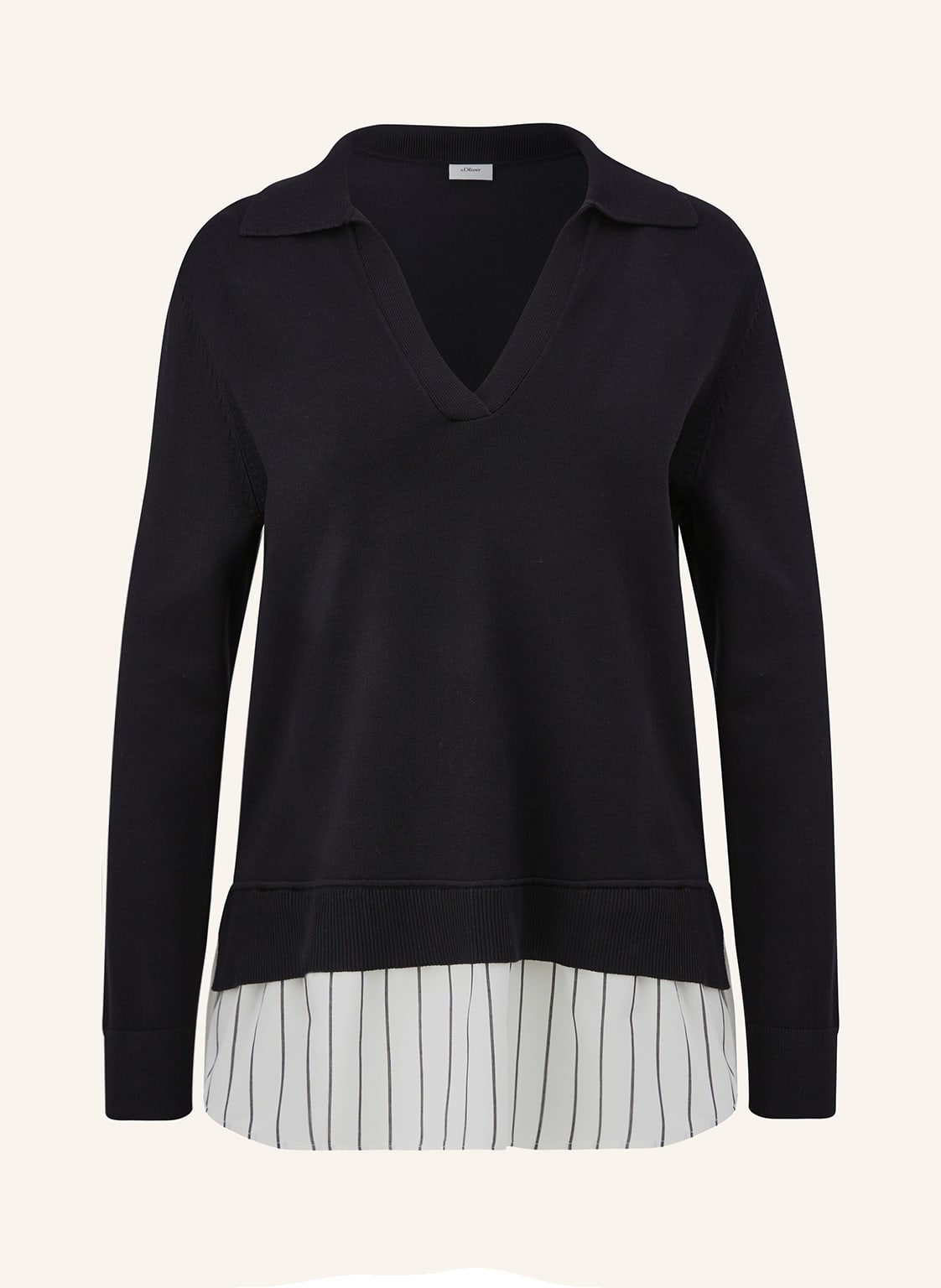 Image of S.Oliver Black Label Pullover Im Materialmix schwarz