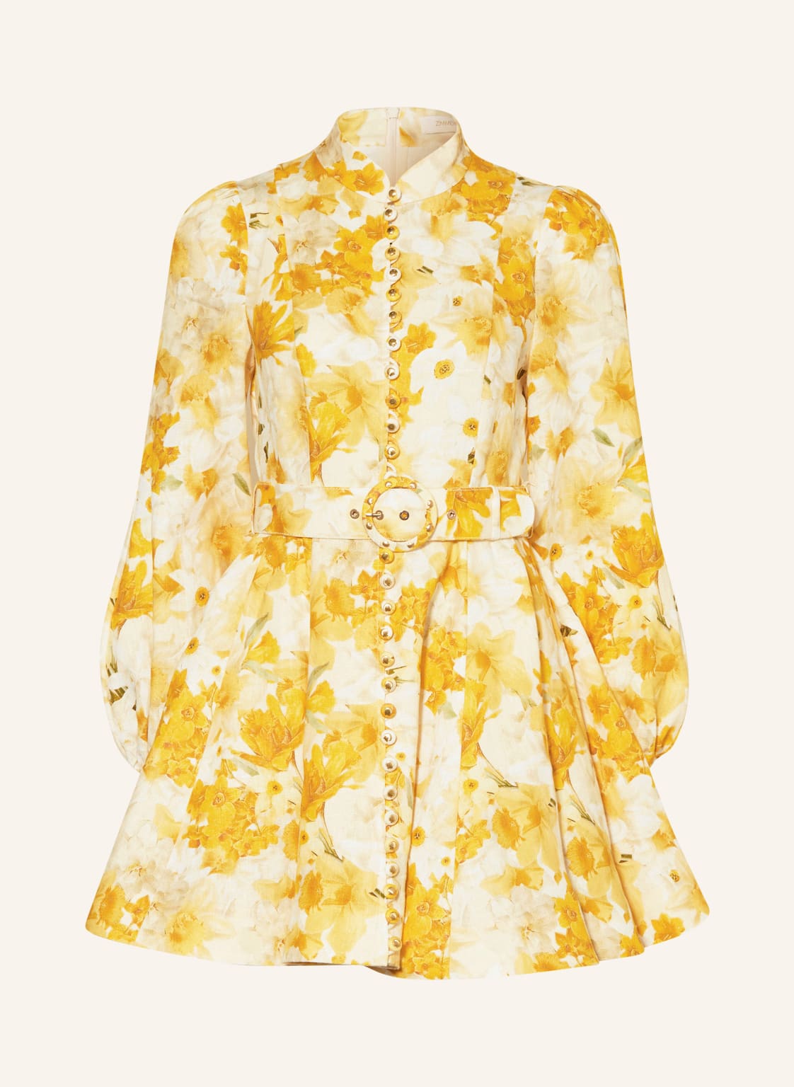Image of Zimmermann Hemdblusenkleid Wonderland Aus Leinen gelb
