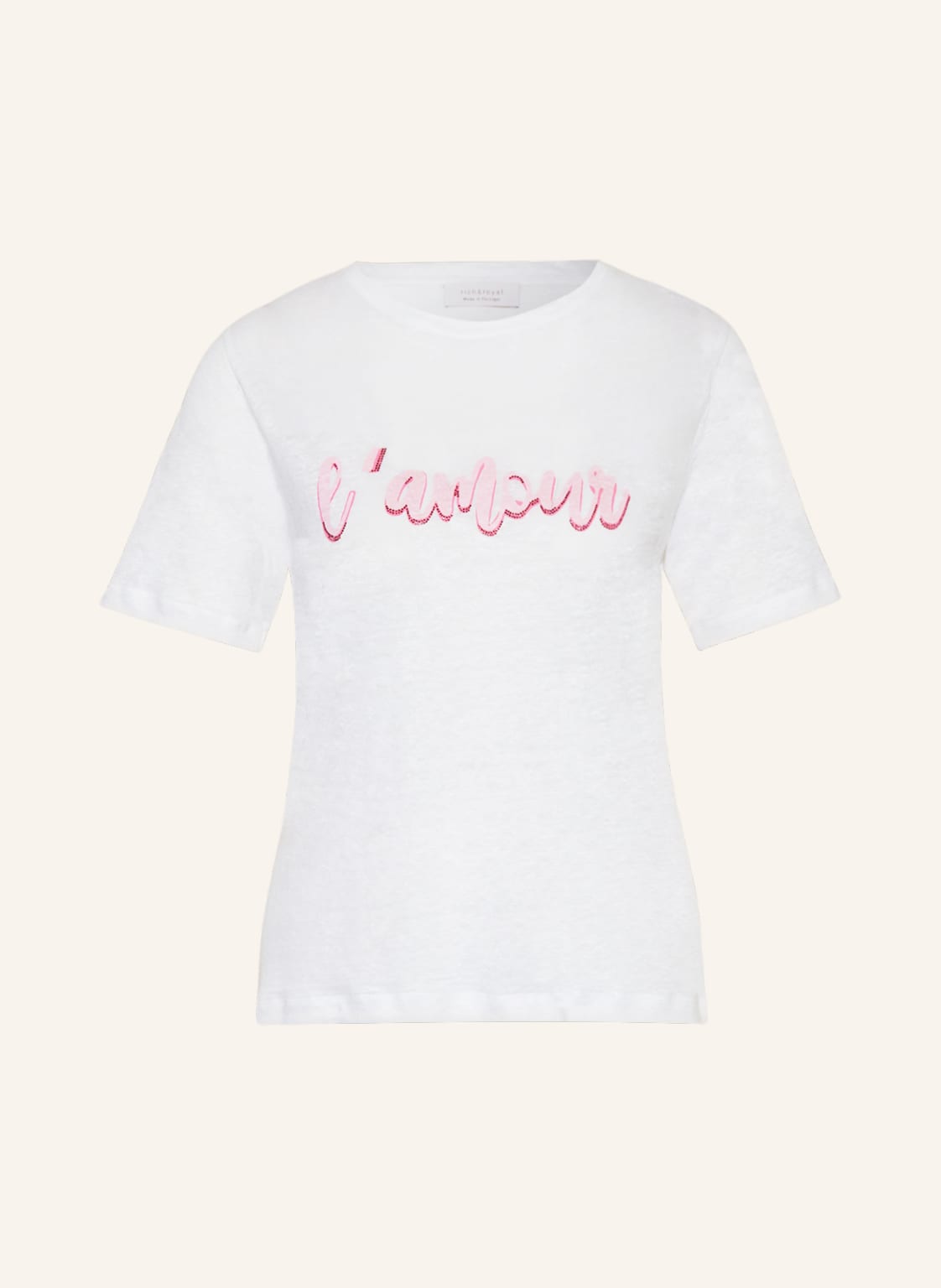 Image of Rich&Royal T-Shirt Aus Leinen Mit Schmucksteinen weiss