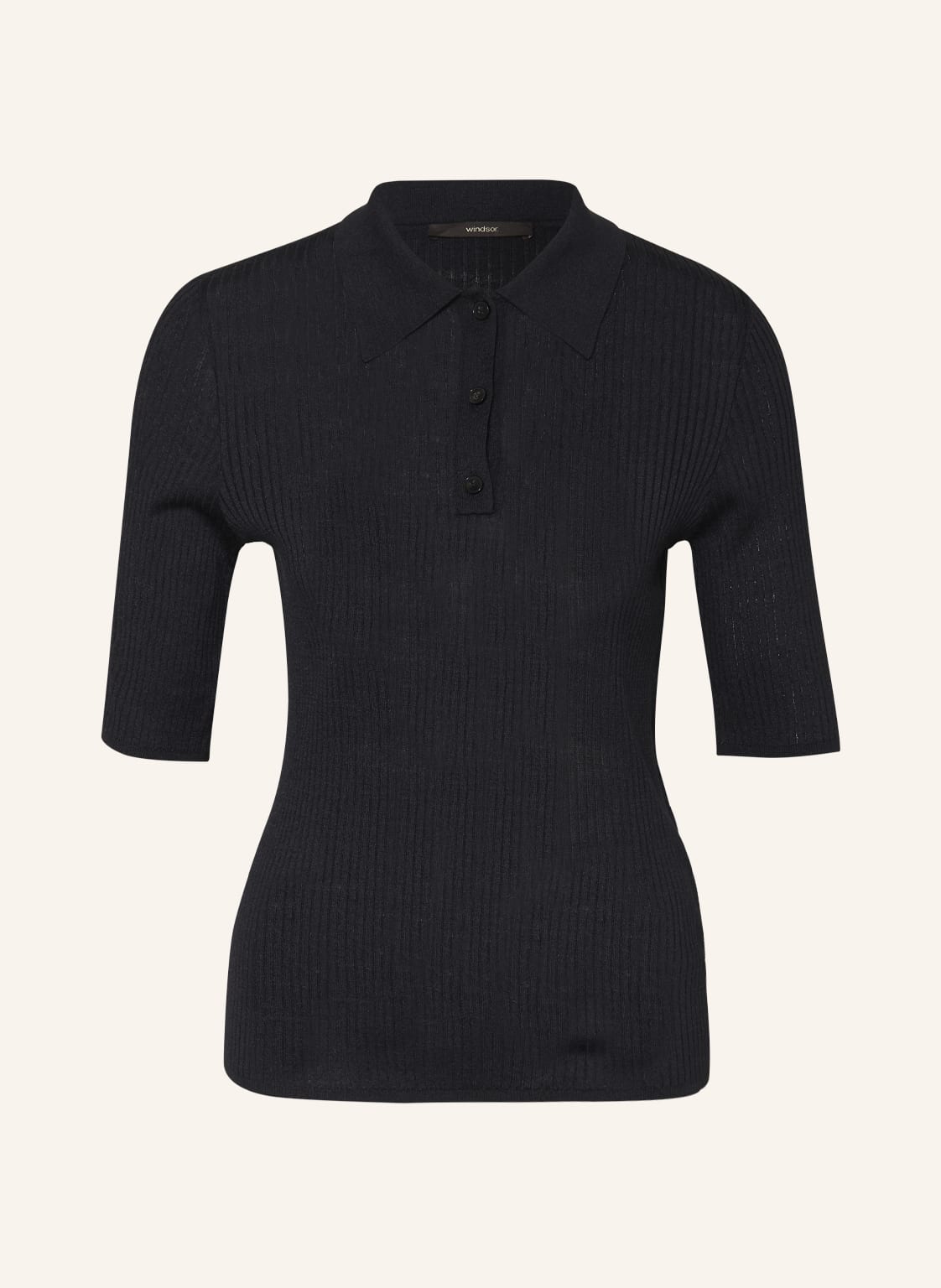 Image of Windsor. Strick-Poloshirt Aus Seide blau