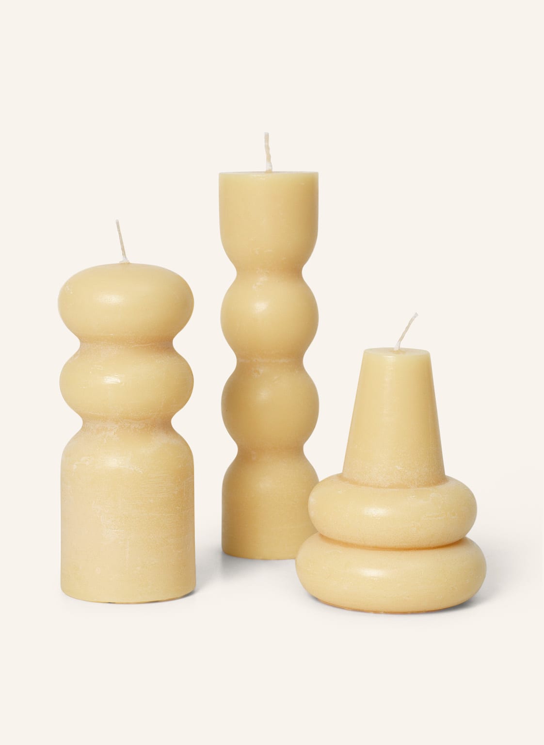 Image of Ferm Living 3er-Set Kerzen Torno gelb