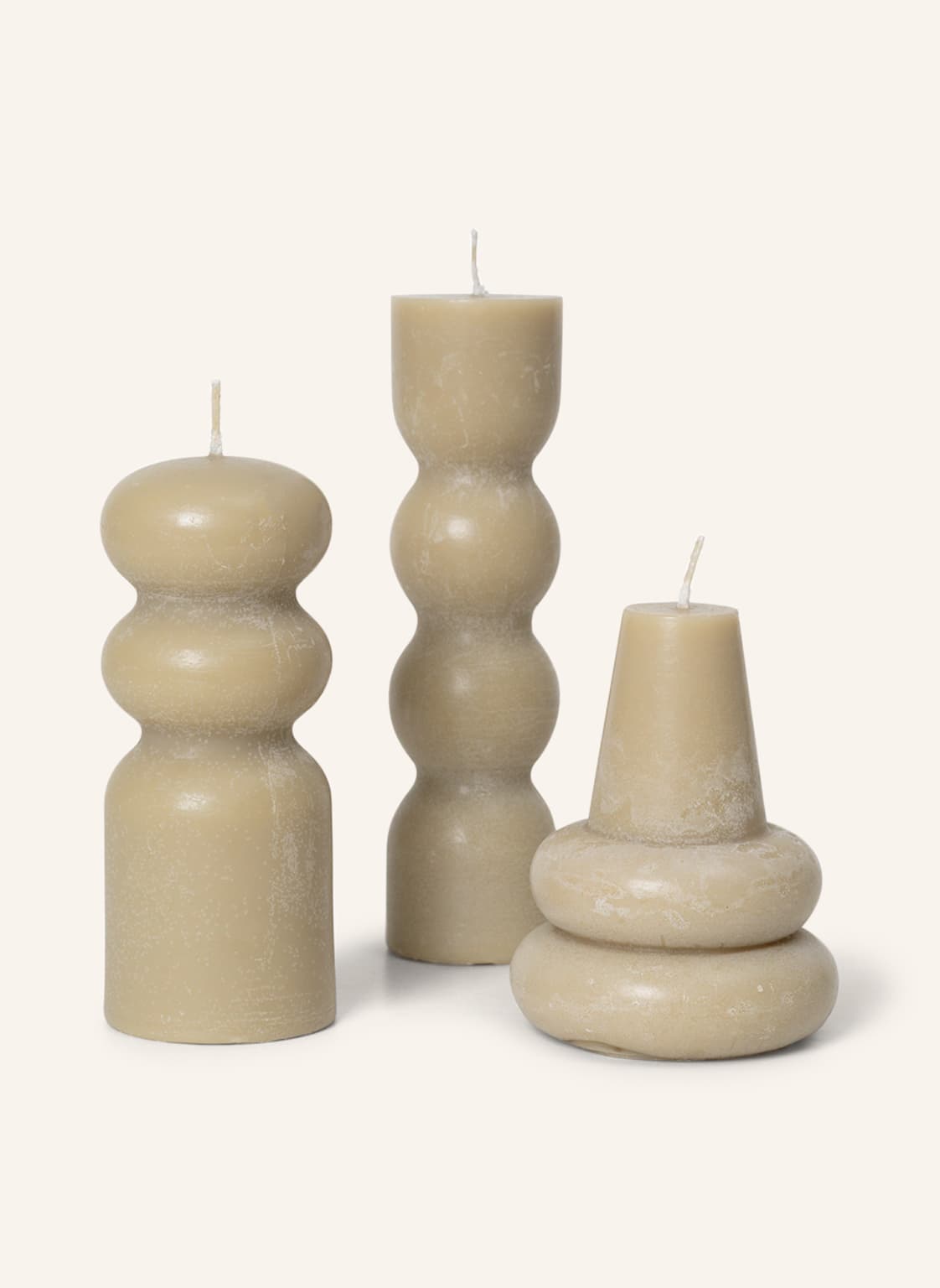 Image of Ferm Living 3er-Set Kerzen Torno beige
