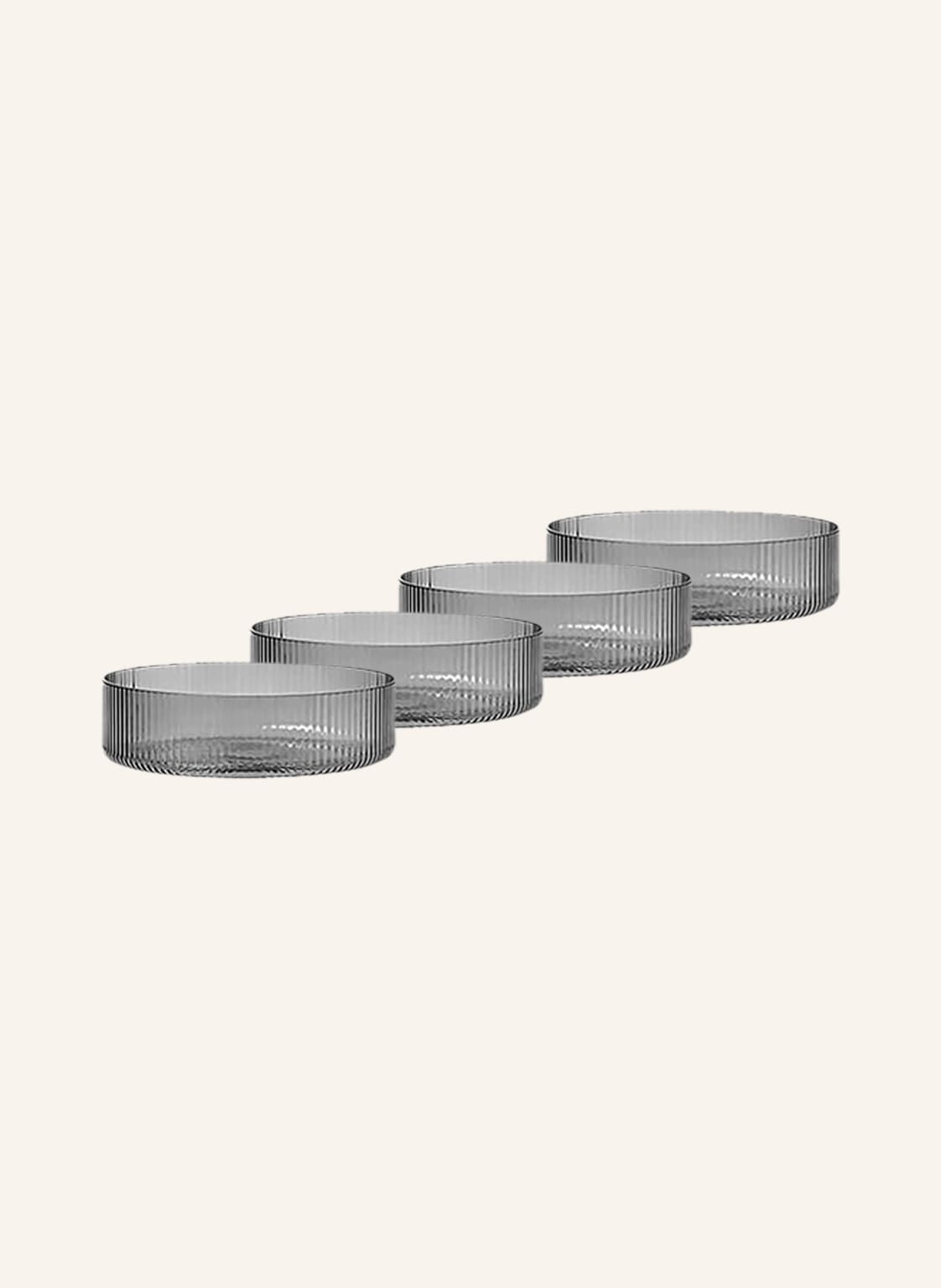 Image of Ferm Living 4er-Set Schalen Ripple grau