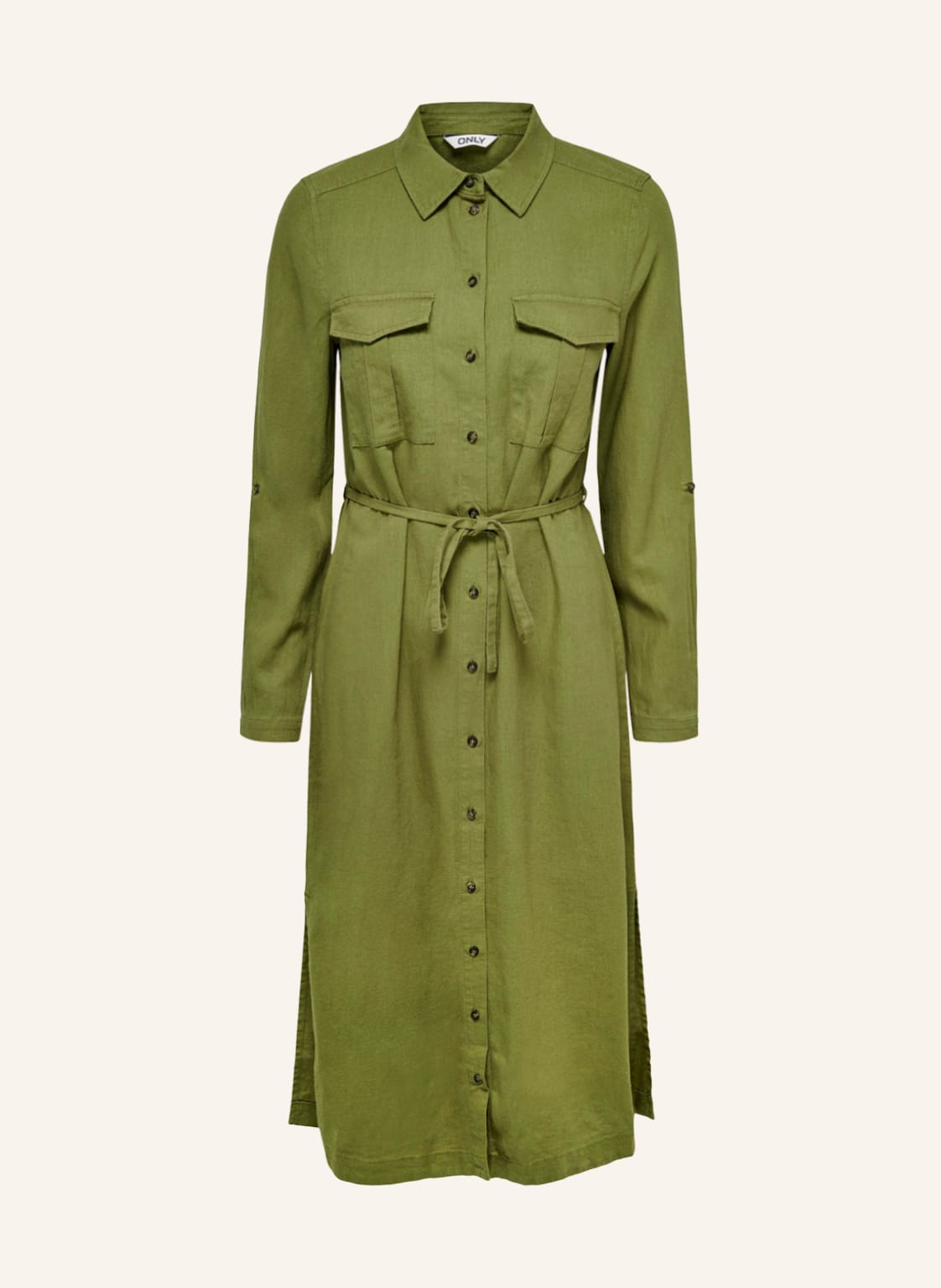 Image of Only Hemdblusenkleid Mit Leinen gruen