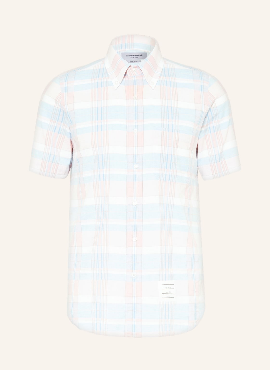 Image of Thom Browne. Kurzarm-Hemd Slim Fit blau