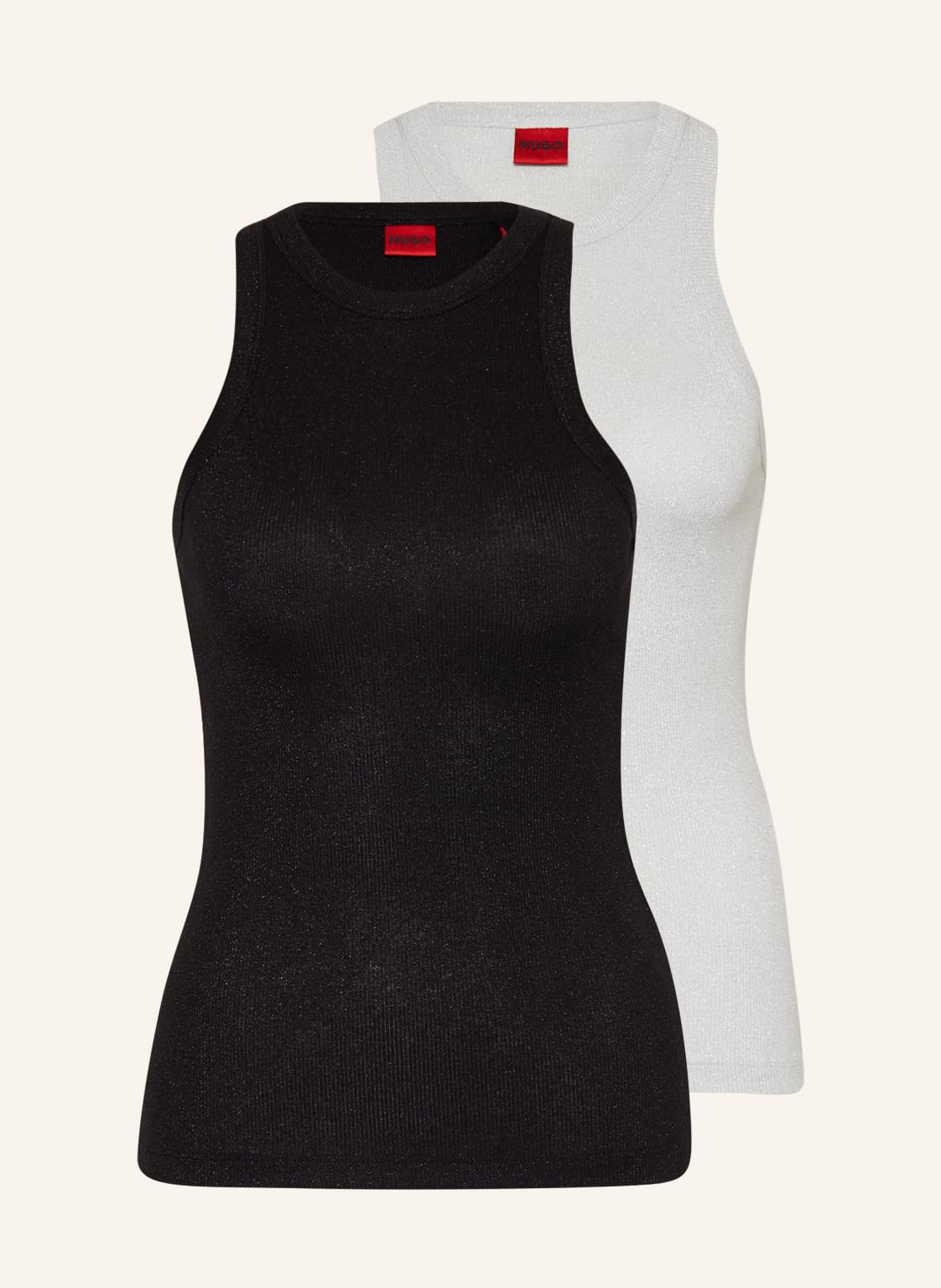 Image of Hugo 2er-Pack Tops Delabry Mit Glitzergarn schwarz