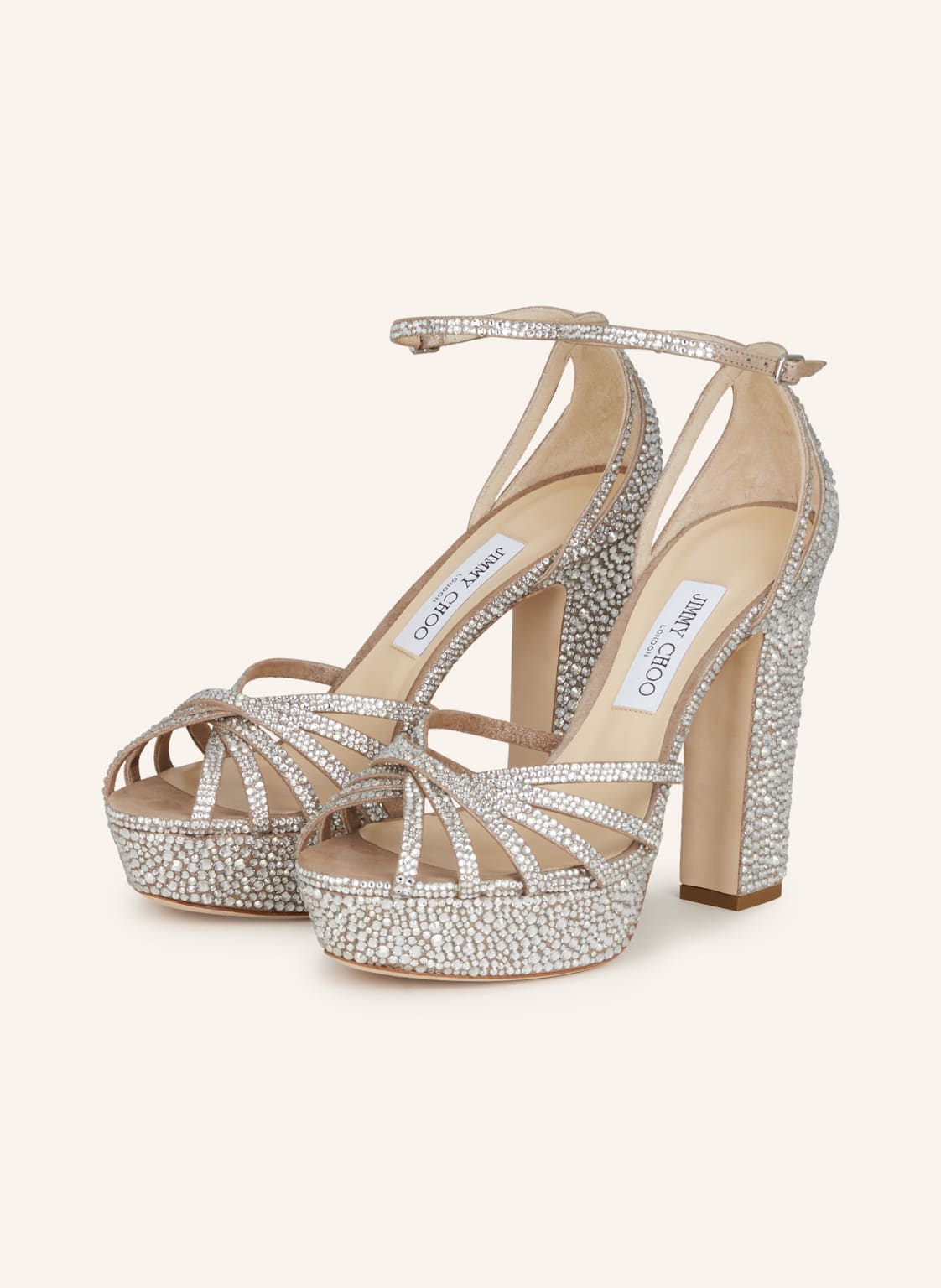 Image of Jimmy Choo Plateau-Sandaletten Isra 120 Mit Schmucksteinen weiss