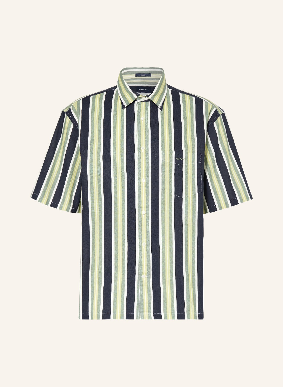 Image of Gant Kurzarm-Hemd Relaxed Fit Mit Leinen blau